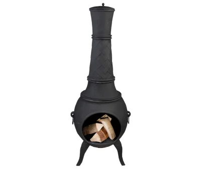 Terrassenofen Gusseisen Aztekenofen Terassenkamin mit Tragegriffen 152cm