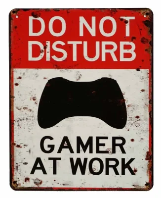 Blechschild DO NOT DISTURB GAMER AT WORK Türschild Deko Gamer Zimmer 25x20cm