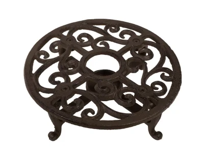 Stövchen Landhaus Warmhalteplatte Rund Gusseisen Rechaud Antik-Stil Braun 18,5cm