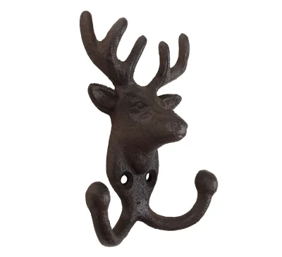 Garderobenhaken Hirsch Kleiderhaken Doppelt Gusseisen Antik-Braun