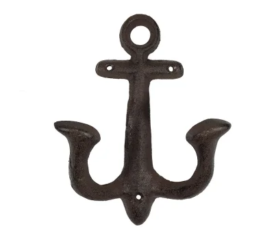 Garderobenhaken Anker Doppel-Haken Maritim Gusseisen Antik-Braun 21cm