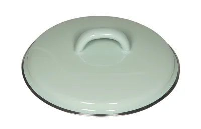 Riess Deckel Emaille Pastell Türkis mit Chromrand 14cm
