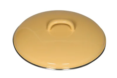 Riess Deckel Emaille Pastell Gelb mit Chromrand 20cm