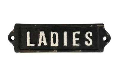 Türschild LADIES Damen-WC Toilettenschild Antik-Stil Gusseisen Schwarz Weiß