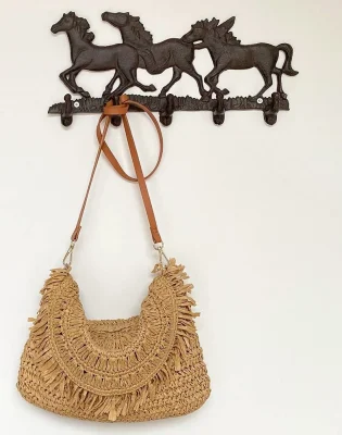 Wandgarderobe Pferde Garderobe 5 Haken Wand Gusseisen Vintage Braun 37cm