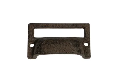 Möbelgriff mit Etikettenhalter Schubladengriff Antik-Stil Griff Gusseisen Braun