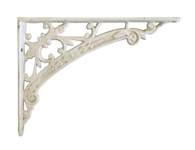 Regalträger Belle Epoque Regalhalter Regalwinkel Gusseisen Weiß 14x18,5cm