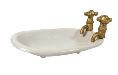 Seifenschale Alte Badewanne Metall Vintage Stil Nostalgie Wasserhahn Weiß
