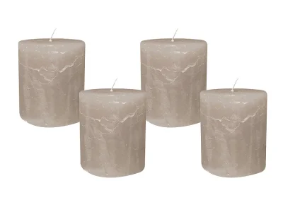 4 Rustic Stumpenkerzen Premium Kerze Grau 7x8cm - 40 Std Brenndauer