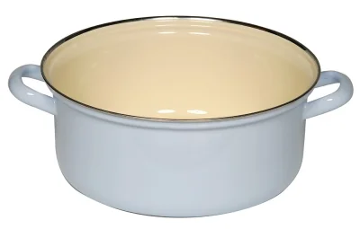 Riess Kasserole Emaille Topf Pastell Blau mit Chromrand 24cm