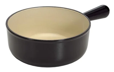 Le Creuset Schwenkkasserolle Caquelon Fonduetopf Gusseisen Schwarz 20cm
