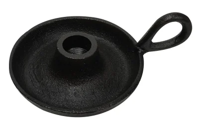 Kerzenhalter mit Henkel Gusseisen Schwarz Rustikal Kerzenständer Antik-Stil