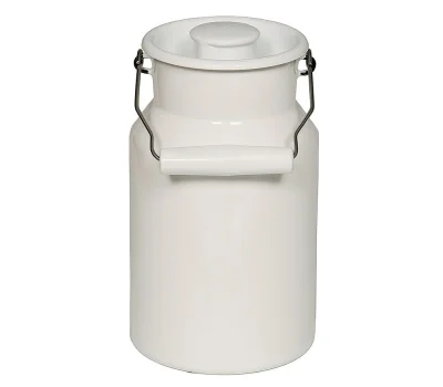 Riess Milchkanne mit Deckel Emaille Weiß 1L