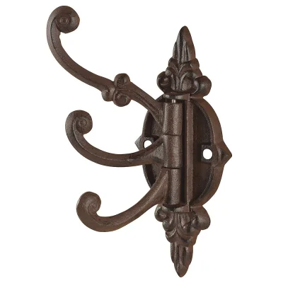 Wandgarderobe Nostalgie schwenkbar Garderobenhaken Gusseisen Braun 21cm