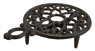 Stövchen mit Griff Vintage Warmhalteplatte Rechaud Gusseisen Antik-Stil Braun