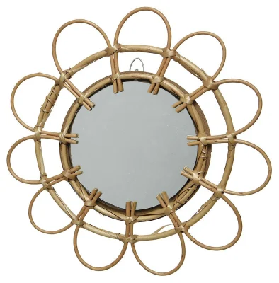 Spiegel Boho Rund Blume Weide Wandspiegel Flower Ø 35cm