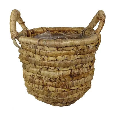 Pflanzkübel mit Henkel Wasserhyazinthe Pflanztopf Korb Rund Pflanzgefäß 24 cm