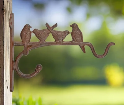 Wandhalterung für Blumenampel Vögel Gusseisen Braun Wandhaken Blumentopf Vintage