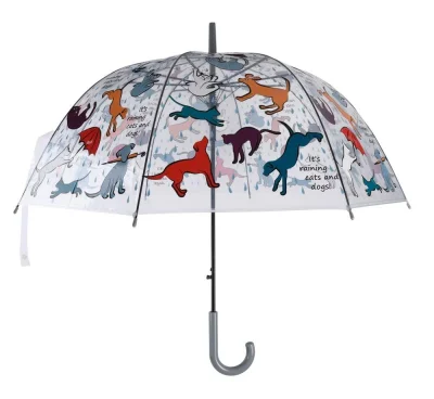 Regenschirm It`s raining cats and dogs Stockschirm Hund Katze Transparent Ø 85cm