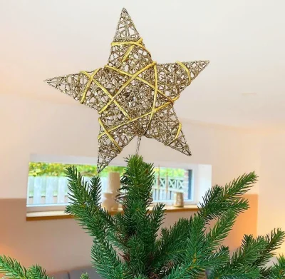 Christbaumspitze Stern Gold Glitzer Weihnachtsbaumspitze Tannenbaumspitze 22cm