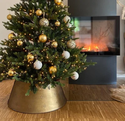 Christbaumständer Abdeckung Metall Gold Edle Weihnachtsbaum-Ständer Hülle Rund 60 cm