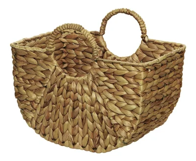 Geflochtener Korb Aufbewahrungskorb mit Henkeln Wasserhyazinthe Boho-Style 39 cm