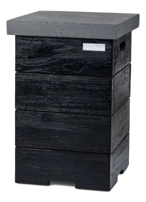 Happy Cocooning Beistelltisch Teak Black für Gasflasche grau 41 x 41 x 62 cm