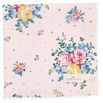 Greengate Stoffserviette Laura Pale Pink Blumen 40x40cm
