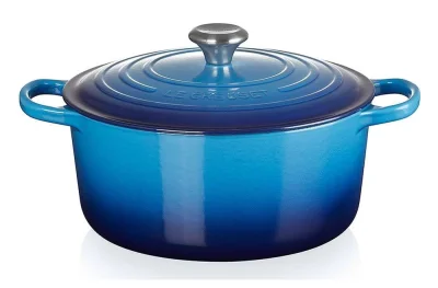 Le Creuset Bräter Signature Rund Gusseisen Azure Blau 22 cm