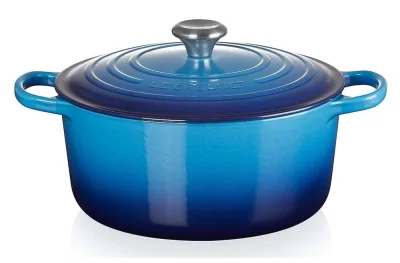 Le Creuset Bräter Signature Rund Gusseisen Azure Blau 24 cm