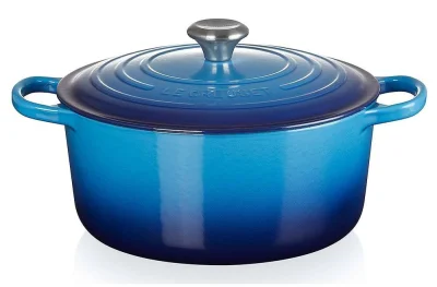 Le Creuset Bräter Signature Rund Gusseisen Azure Blau 26 cm