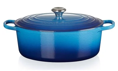 Le Creuset Bräter Signature Oval Gusseisen Azure Blau 31 cm