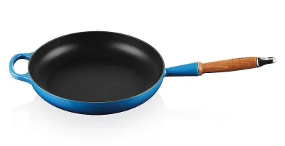 Le Creuset Bratpfanne mit Holzgriff Signature Gusseisen Azure Blau 28cm
