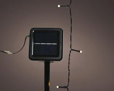 Solar Lichterkette Schwarz LED warmweiß 8 Modi Außenbereich Gartenbeleuchtung 50 LEDs - 4,9 m