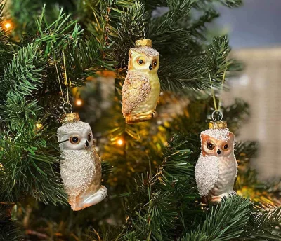 Christbaumschmuck Eule 3 Stück Christbaumanhänger Glas Weihnachtsdeko