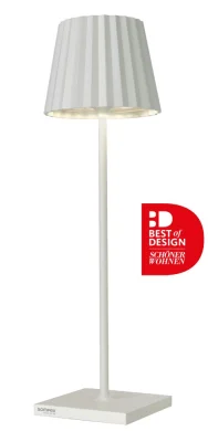 Sompex TROLL 2.0 Tischleuchte Weiß Aluminium mit Akku dimmbar Outdoor 38 cm