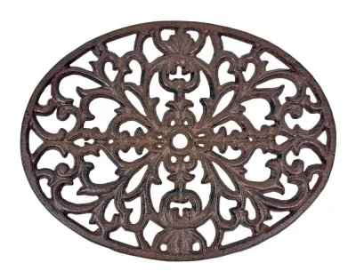 Topfuntersetzer Oval Untersetzer Vintage Gusseisen Braun Antik-Stil 24cm