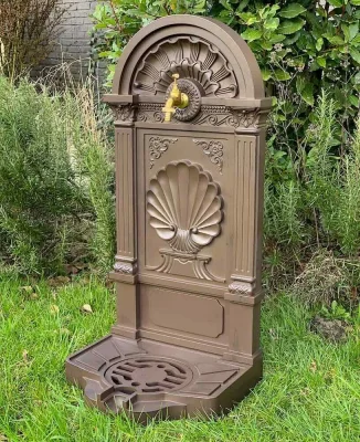 Standbrunnen mit Wasserhahn Wasserzapfsäule Garten Terrasse Antik-Stil 83cm