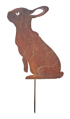 Gartenstecker Hase sitzend Rost Ostern Dekofigur Stecker Metall Edelrost
