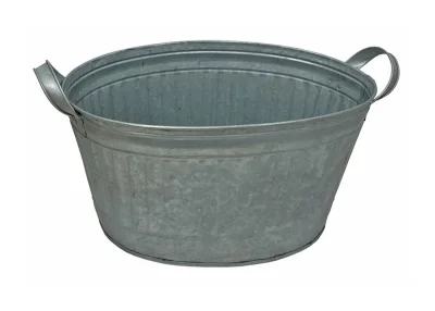 Zink Blumentopf Oval Zinkwanne mit Griffen Pflanztopf Zinktopf Antik-Stil 30,5 cm
