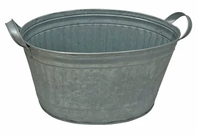 Zink Blumentopf Oval Zinkwanne mit Griffen Pflanztopf Zinktopf Antik-Stil 38 cm