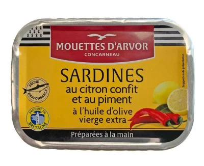 Mouettes d'Arvor Sardinen mit konfierter Zitrone und Chili - Dose 115 g