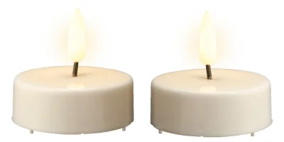 LED Teelichter Groß 6 cm mit Timer 2 Stück Flacker-Effekt Batterie Maxi Warmweiß