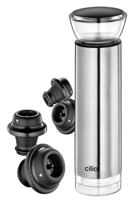 Cilio Weinpumpe CAMPANIA mit 4 Stopfen inkl. Datumsskala