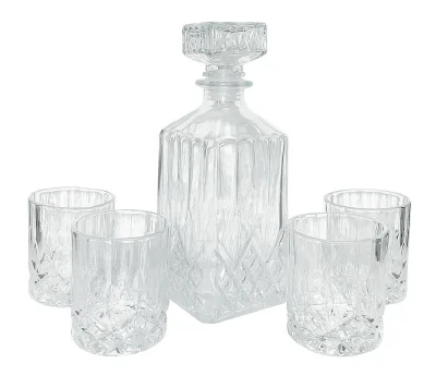 Whisky Karaffe Set Whiskey Glaskaraffe Dekanter Whiskydekanter + 4 Gläser