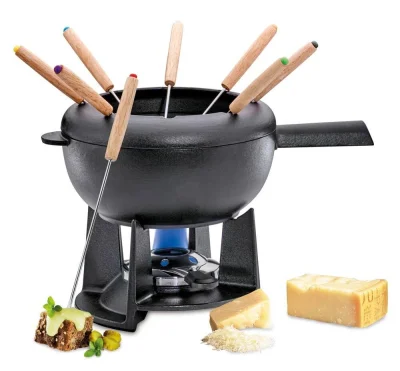 Spring Fondue-Set SAAS-FEE Gusseisen Schwarz Matt 20 cm
