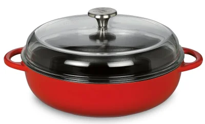 Küchenprofi Bauerntopf Rund Rot mit Glasdeckel PROVENCE Classic Red 28 cm