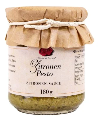 Gourmet Berner Zitronen Pesto Sauce im Glas 180g