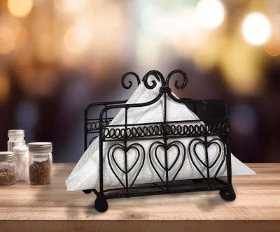 Serviettenhalter Eisen Schwarz Landhaus Serviettenständer Vintage-Stil 14x17cm