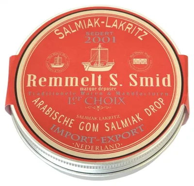 Remmelt S. Smid Salmiak Lakritz Gummi Arabicum Pastillen Metalldose 75 g